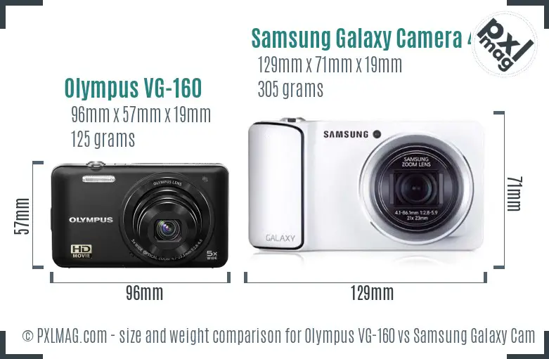 Olympus VG-160 vs Samsung Galaxy Camera 4G size comparison