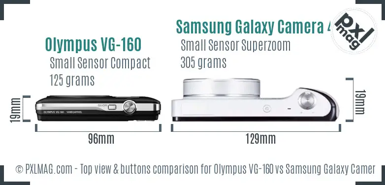 Olympus VG-160 vs Samsung Galaxy Camera 4G top view buttons comparison