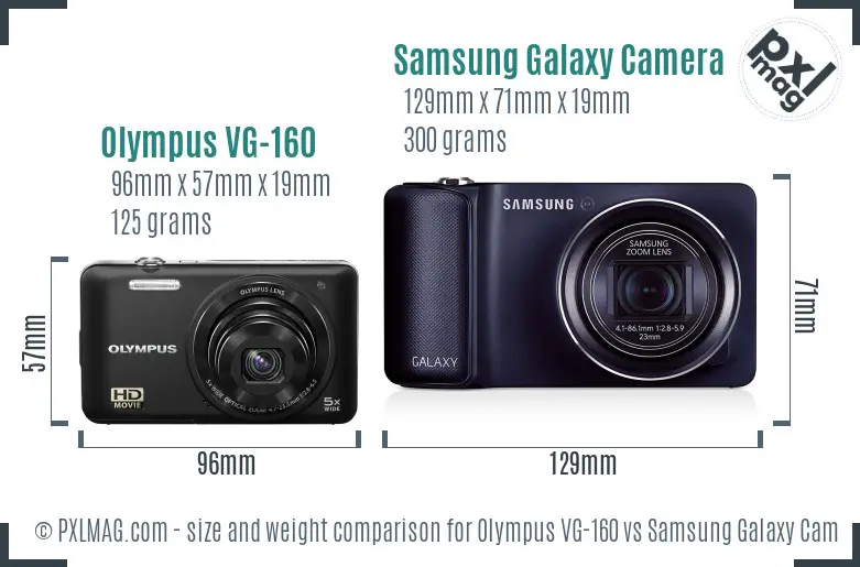 Olympus VG-160 vs Samsung Galaxy Camera size comparison