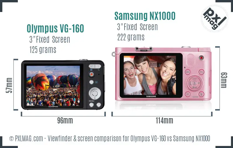 Olympus VG-160 vs Samsung NX1000 Screen and Viewfinder comparison