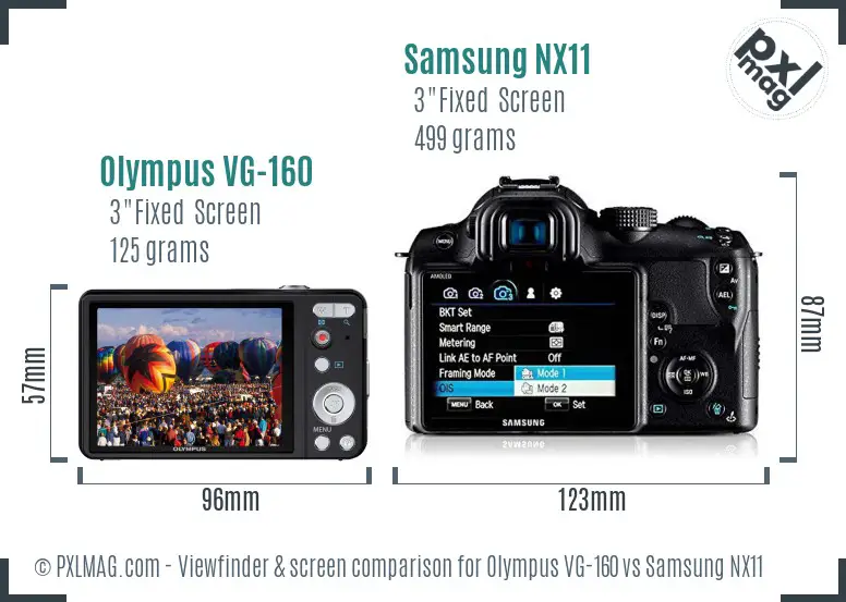 Olympus VG-160 vs Samsung NX11 Screen and Viewfinder comparison