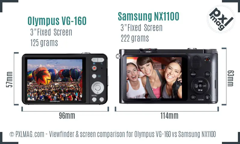 Olympus VG-160 vs Samsung NX1100 Screen and Viewfinder comparison