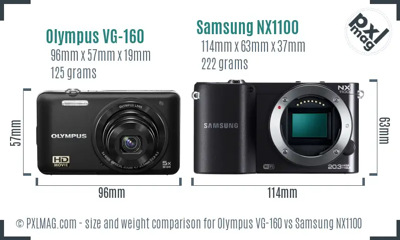 Olympus VG-160 vs Samsung NX1100 size comparison