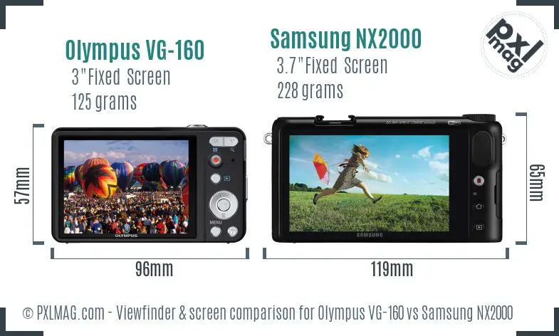 Olympus VG-160 vs Samsung NX2000 Screen and Viewfinder comparison