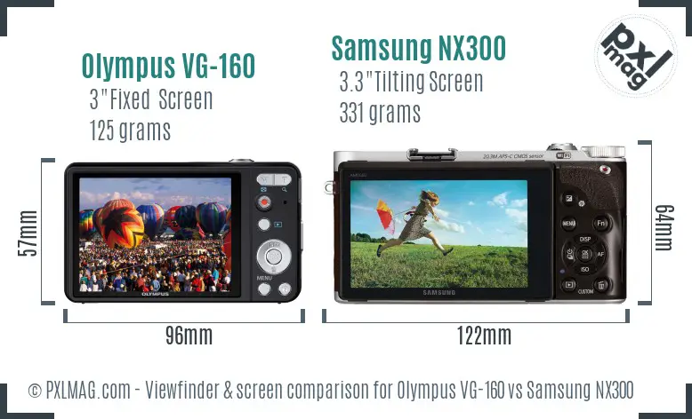 Olympus VG-160 vs Samsung NX300 Screen and Viewfinder comparison