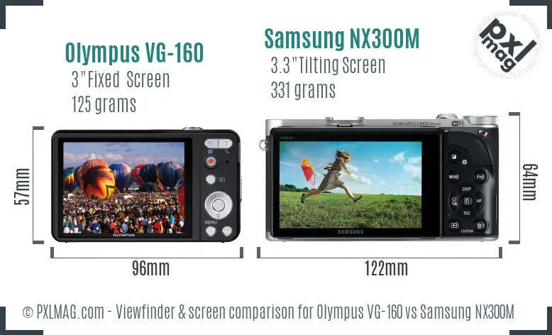 Olympus VG-160 vs Samsung NX300M Screen and Viewfinder comparison