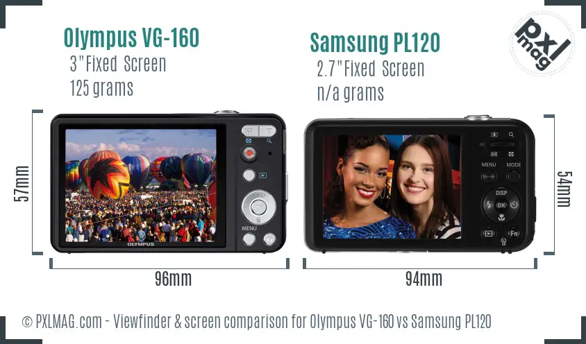 Olympus VG-160 vs Samsung PL120 Screen and Viewfinder comparison