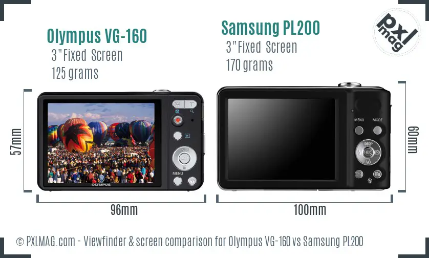 Olympus VG-160 vs Samsung PL200 Screen and Viewfinder comparison Olympus VG-160 vs Samsung PL200 Screen and Viewfinder comparison