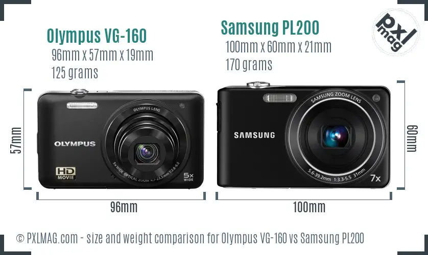Olympus VG-160 vs Samsung PL200 size comparison Olympus VG-160 vs Samsung PL200 size comparison