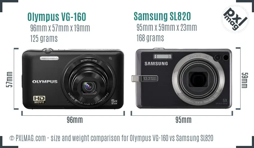 Olympus VG-160 vs Samsung SL820 size comparison