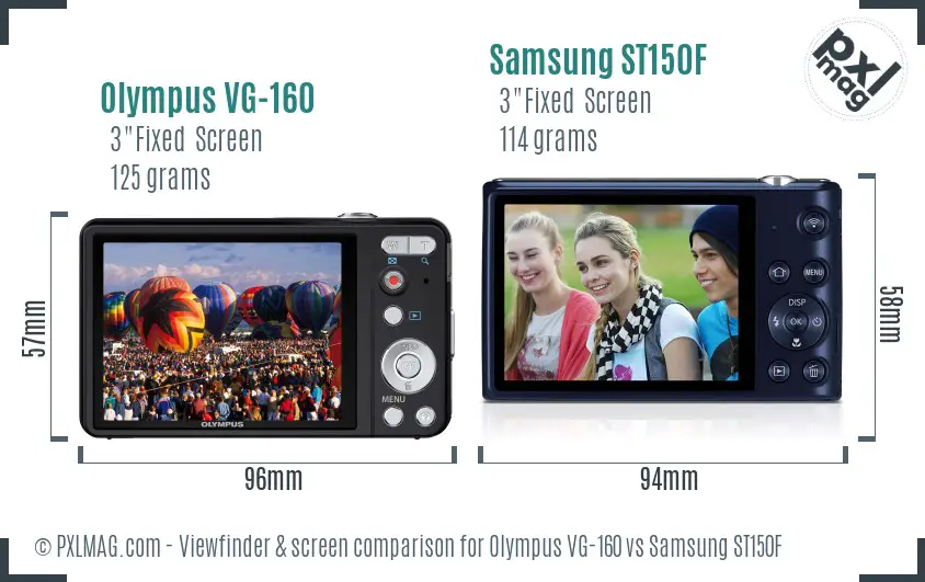Olympus VG-160 vs Samsung ST150F Screen and Viewfinder comparison
