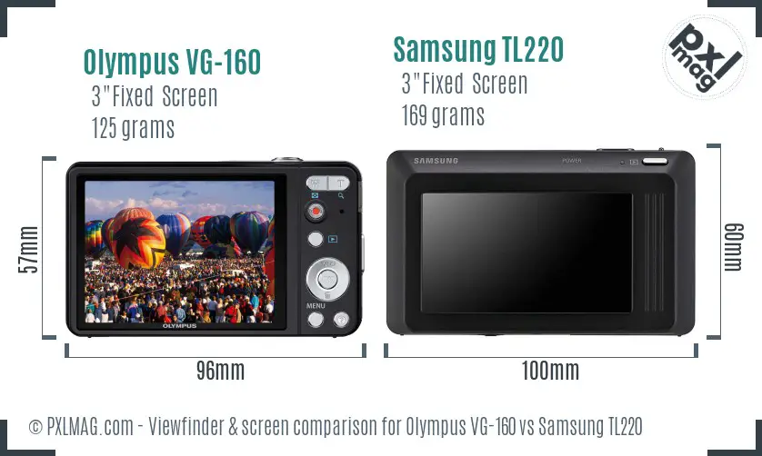Olympus VG-160 vs Samsung TL220 Screen and Viewfinder comparison