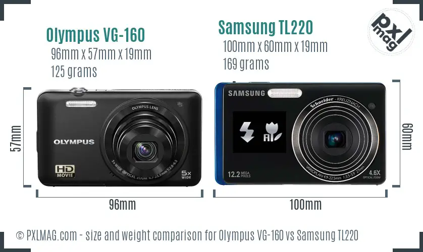 Olympus VG-160 vs Samsung TL220 size comparison