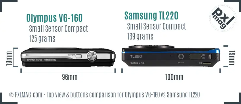 Olympus VG-160 vs Samsung TL220 top view buttons comparison