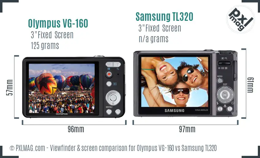 Olympus VG-160 vs Samsung TL320 Screen and Viewfinder comparison