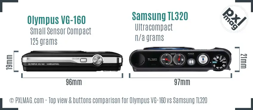 Olympus VG-160 vs Samsung TL320 top view buttons comparison