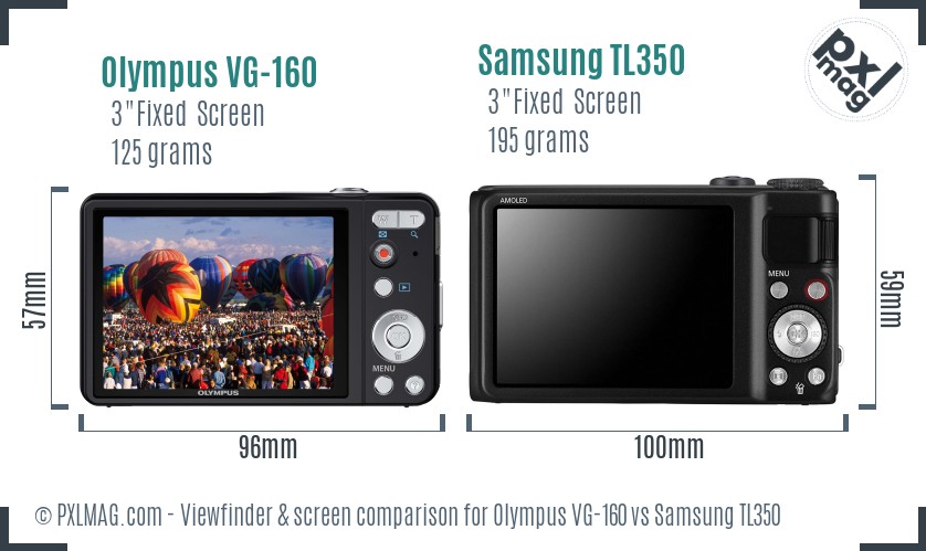 Olympus VG-160 vs Samsung TL350 Screen and Viewfinder comparison