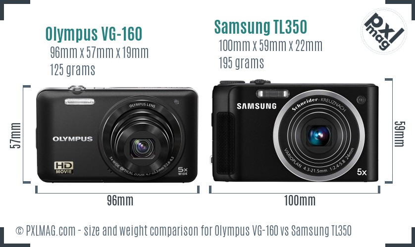 Olympus VG-160 vs Samsung TL350 size comparison