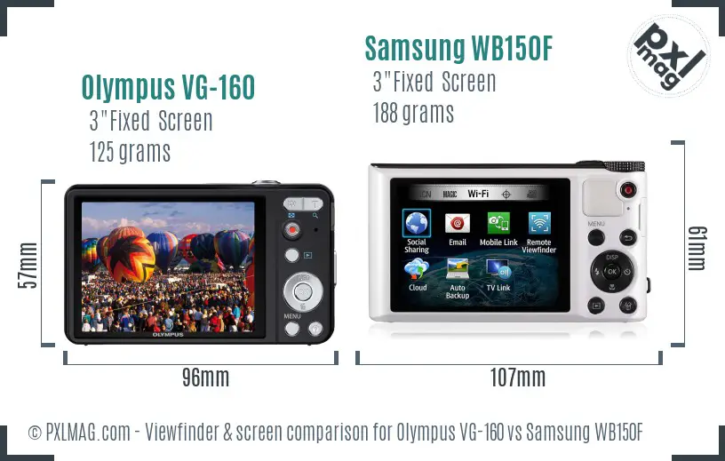 Olympus VG-160 vs Samsung WB150F Screen and Viewfinder comparison