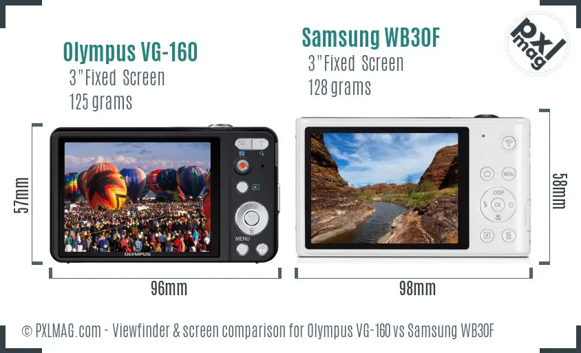 Olympus VG-160 vs Samsung WB30F Screen and Viewfinder comparison