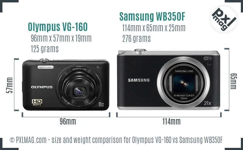 Olympus VG-160 vs Samsung WB350F size comparison Olympus VG-160 vs Samsung WB350F size comparison