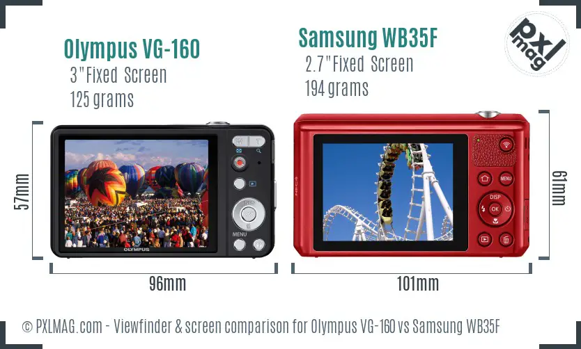 Olympus VG-160 vs Samsung WB35F Screen and Viewfinder comparison