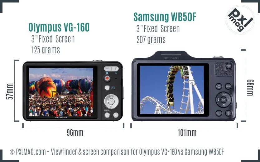 Olympus VG-160 vs Samsung WB50F Screen and Viewfinder comparison Olympus VG-160 vs Samsung WB50F Screen and Viewfinder comparison