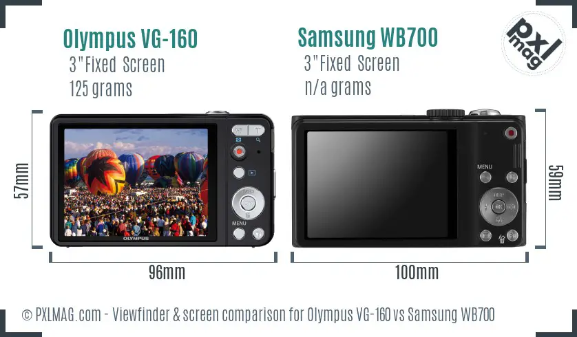 Olympus VG-160 vs Samsung WB700 Screen and Viewfinder comparison