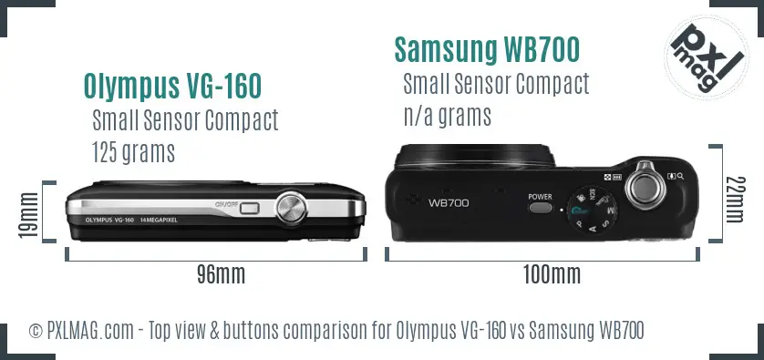 Olympus VG-160 vs Samsung WB700 top view buttons comparison