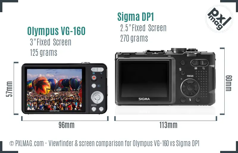 Olympus VG-160 vs Sigma DP1 Screen and Viewfinder comparison