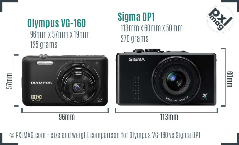 Olympus VG-160 vs Sigma DP1 size comparison