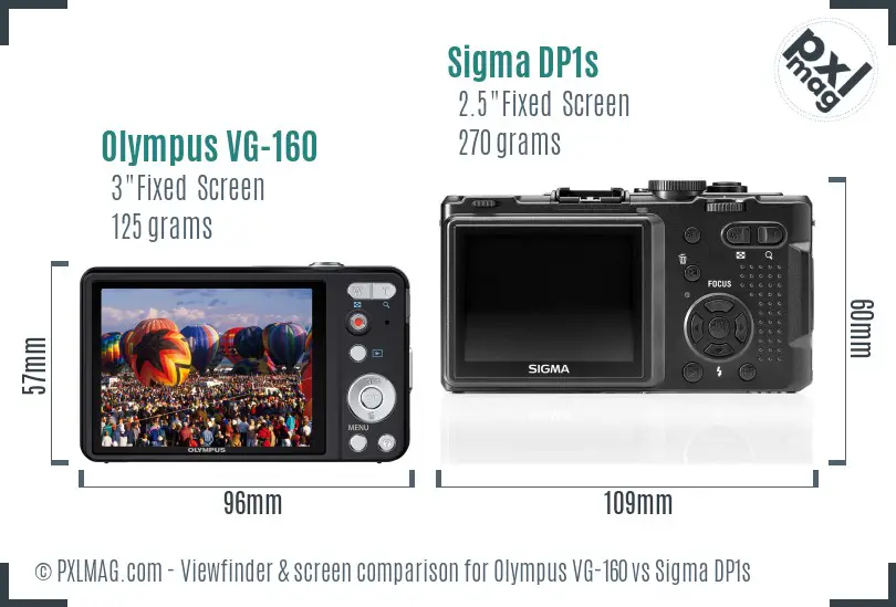 Olympus VG-160 vs Sigma DP1s Screen and Viewfinder comparison