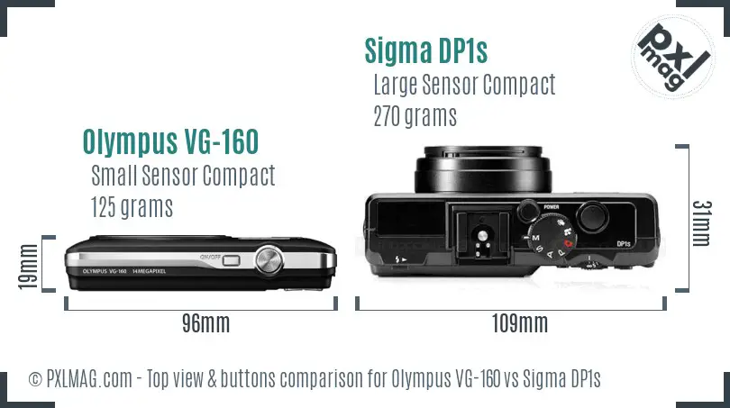 Olympus VG-160 vs Sigma DP1s top view buttons comparison