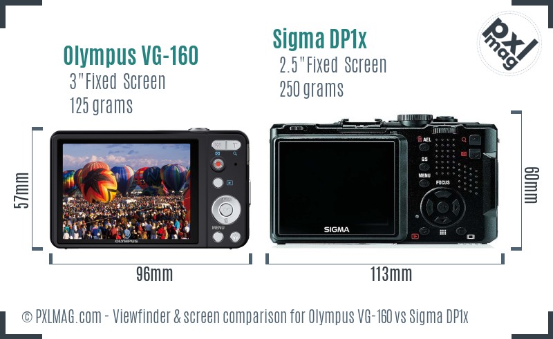 Olympus VG-160 vs Sigma DP1x Screen and Viewfinder comparison