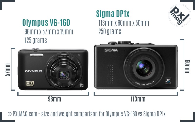 Olympus VG-160 vs Sigma DP1x size comparison