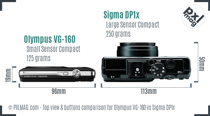 Olympus VG-160 vs Sigma DP1x top view buttons comparison