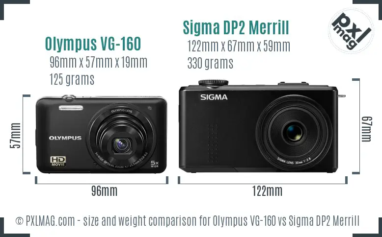 Olympus VG-160 vs Sigma DP2 Merrill size comparison