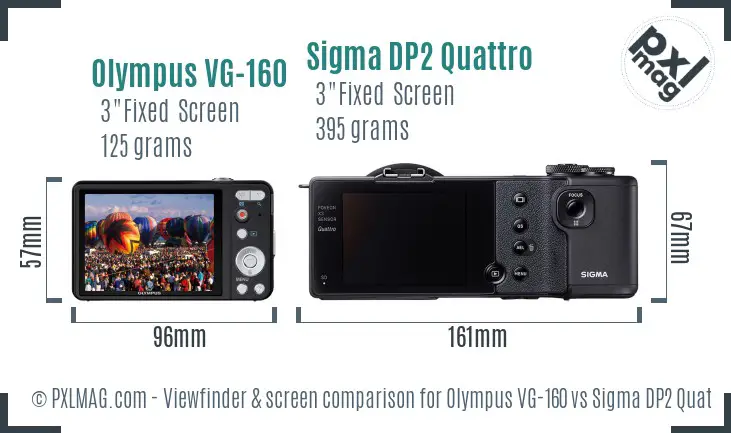 Olympus VG-160 vs Sigma DP2 Quattro Screen and Viewfinder comparison