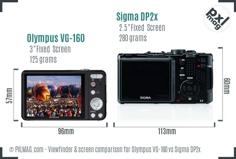 Olympus VG-160 vs Sigma DP2x Screen and Viewfinder comparison