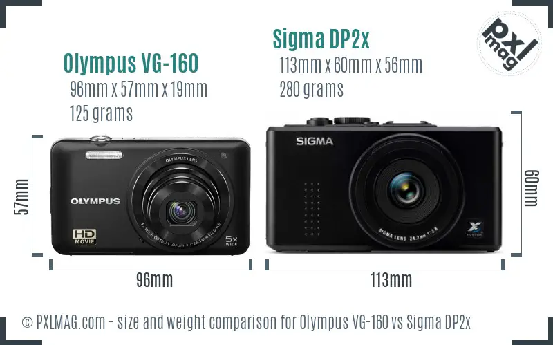 Olympus VG-160 vs Sigma DP2x size comparison