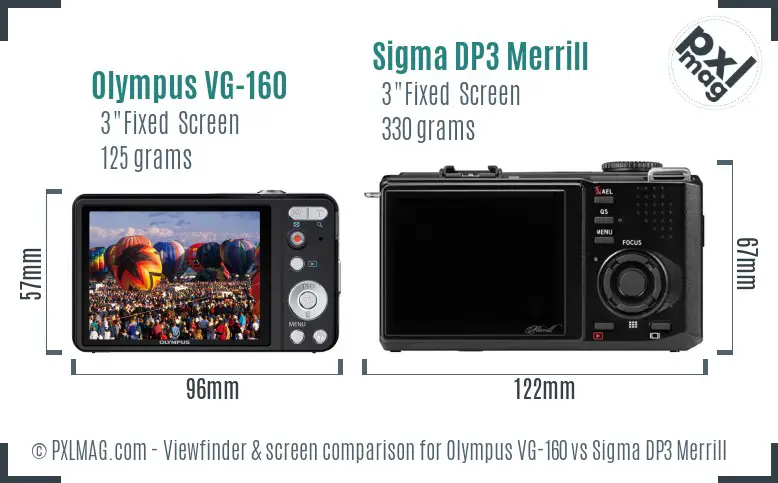 Olympus VG-160 vs Sigma DP3 Merrill Screen and Viewfinder comparison