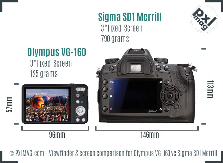 Olympus VG-160 vs Sigma SD1 Merrill Screen and Viewfinder comparison