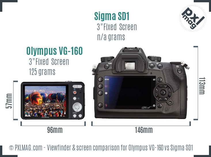 Olympus VG-160 vs Sigma SD1 Screen and Viewfinder comparison