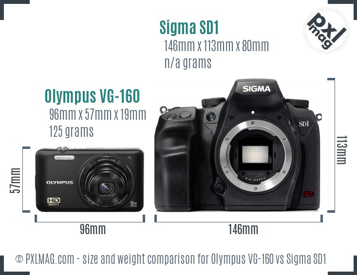 Olympus VG-160 vs Sigma SD1 size comparison