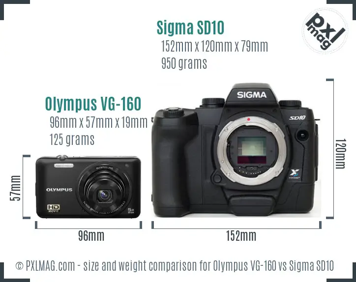 Olympus VG-160 vs Sigma SD10 size comparison