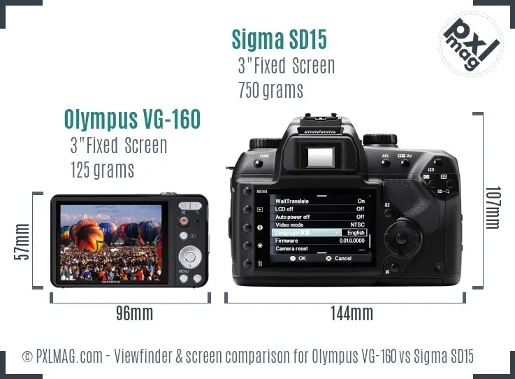 Olympus VG-160 vs Sigma SD15 Screen and Viewfinder comparison