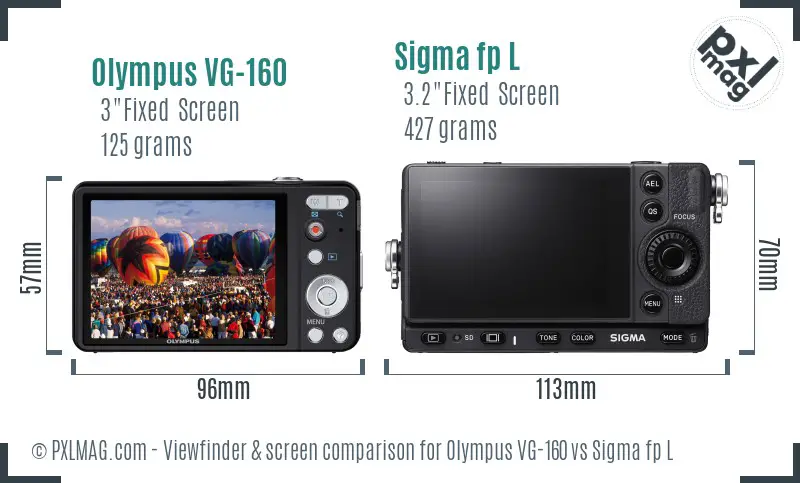 Olympus VG-160 vs Sigma fp L Screen and Viewfinder comparison