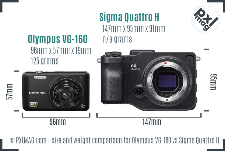 Olympus VG-160 vs Sigma Quattro H size comparison