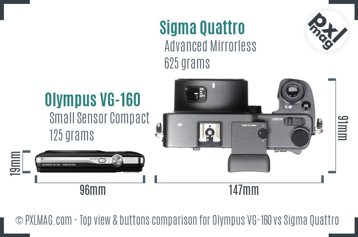 Olympus VG-160 vs Sigma Quattro top view buttons comparison