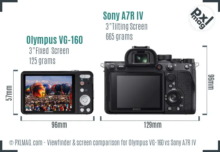 Olympus VG-160 vs Sony A7R IV Screen and Viewfinder comparison